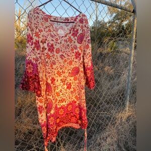Votouch Pink Paisley & Floral V-Neck Tunic